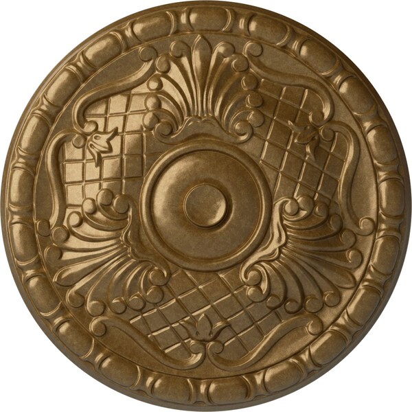 Ekena Millwork Amelia Ceiling Medallion (Fits Canopies up to 4 1/8"), Hand-Painted Pale Gold, 15 3/4"OD x 5/8"P CM16AMPAS - main